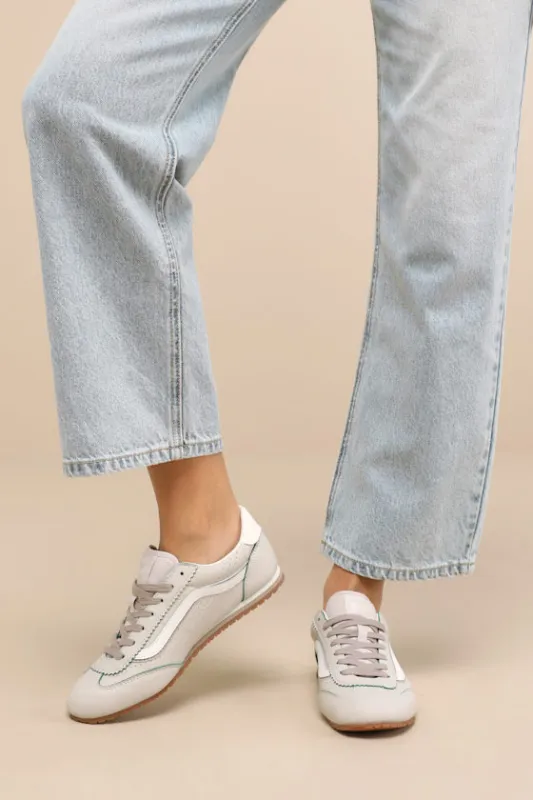 Super Lowpro Taupe Mist and Sea Green Leather Sneakers sold by Lulus