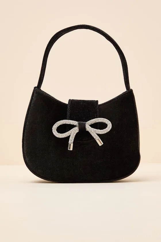 Bowden Black Velvet Mini Handbag sold by Lulus