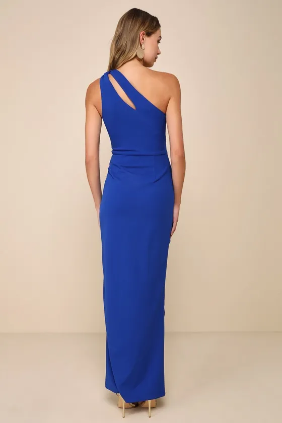 Phenomenal Allure Blue One-Shoulder Knotted Maxi Dress sold by Lulus product image thumbnail 2