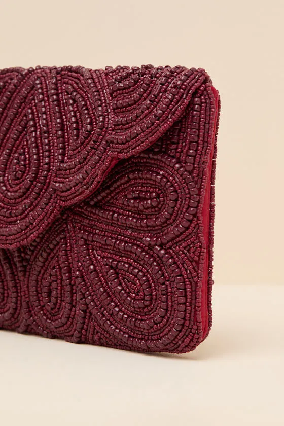 Stunning Addition Burgundy Beaded Clutch sold by Lulus product image thumbnail 2