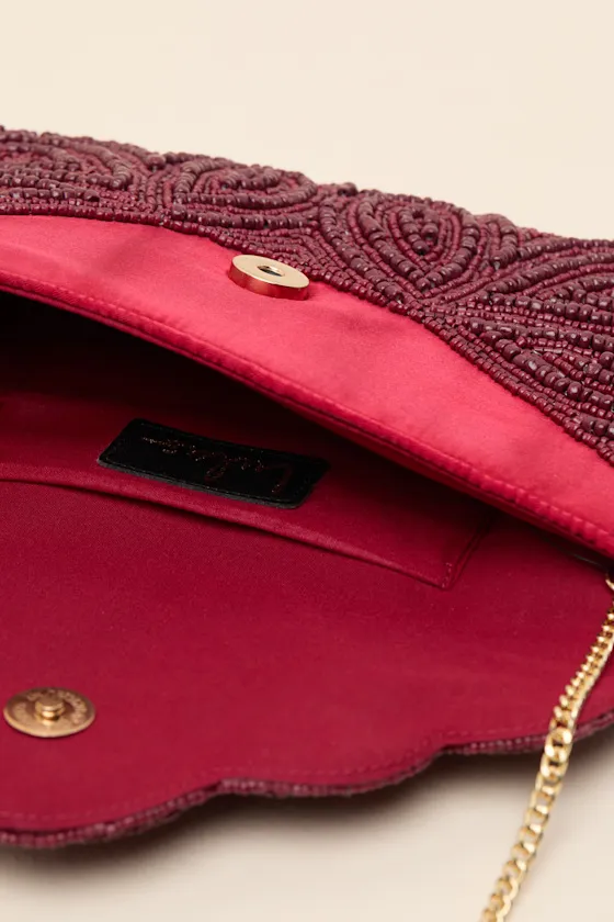 Stunning Addition Burgundy Beaded Clutch sold by Lulus product image thumbnail 4