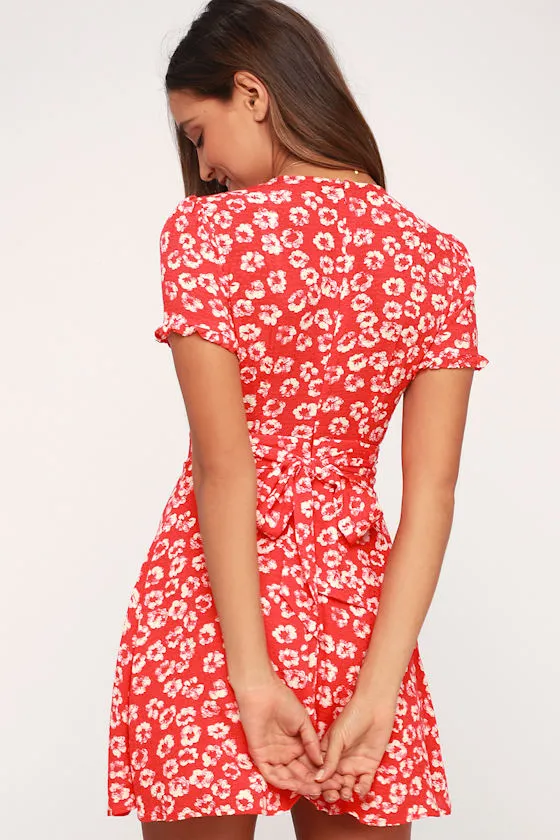 Garden Explorer Red Floral Print Mini Dress sold by Lulus product image thumbnail 4