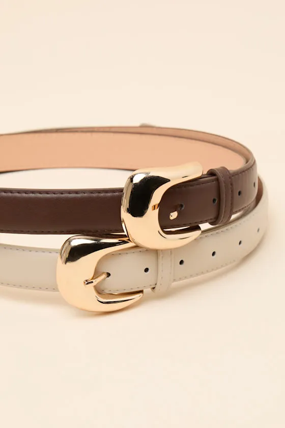 Wiley Brown and Ivory Two-Piece Belt Set sold by Lulus product image thumbnail 2