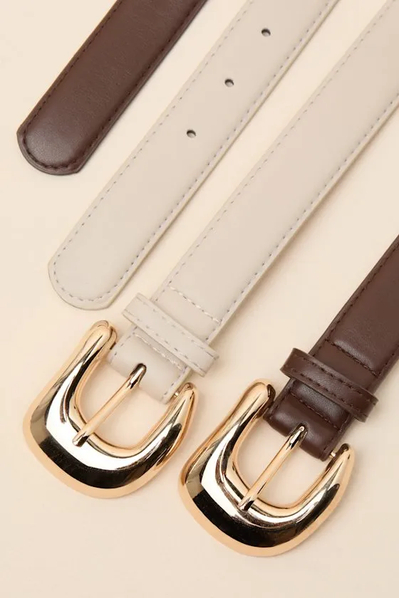 Wiley Brown and Ivory Two-Piece Belt Set sold by Lulus product image thumbnail 3