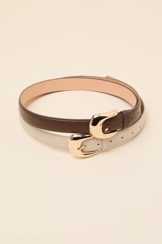 Wiley Brown and Ivory Two-Piece Belt Set sold by Lulus product image thumbnail 4