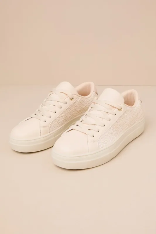 Danver Beige Raffia Lace-Up Sneakers made by Lulus
