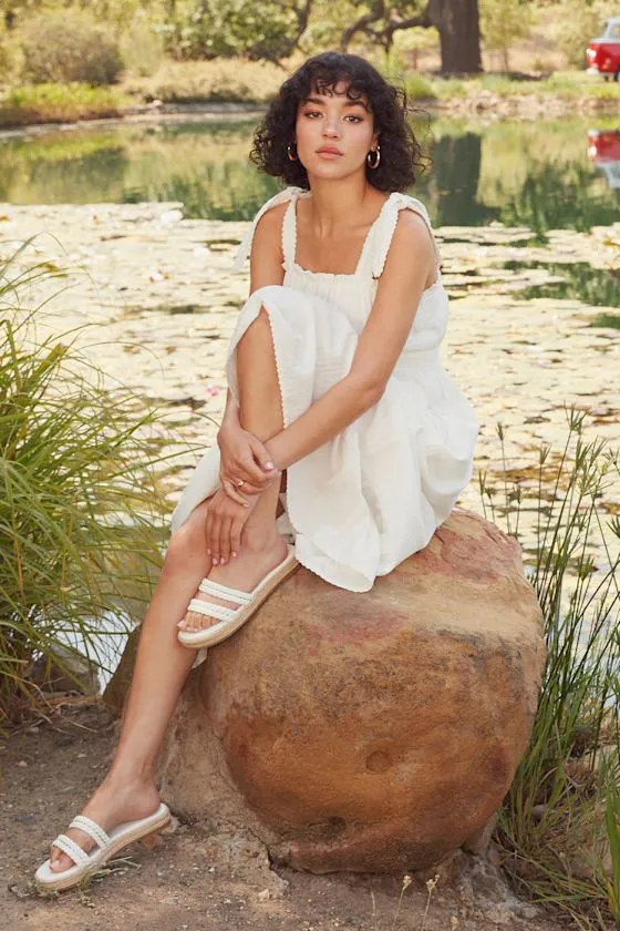 Flirting in Florence White Striped Tie-Strap Midi Dress sold by Lulus product image thumbnail 3