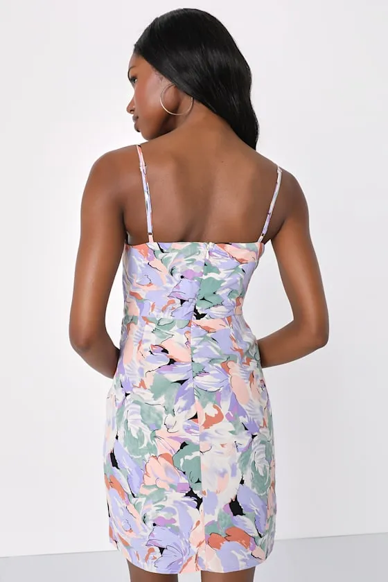 Blossoming Emotion Cream Floral Faux-Wrap Mini Dress sold by Lulus product image thumbnail 4