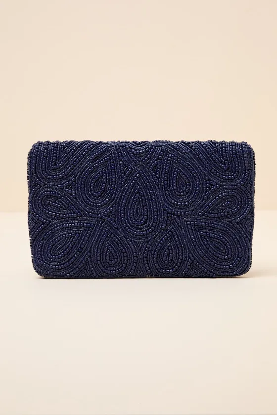 Stunning Addition Navy Beaded Clutch sold by Lulus product image thumbnail 3