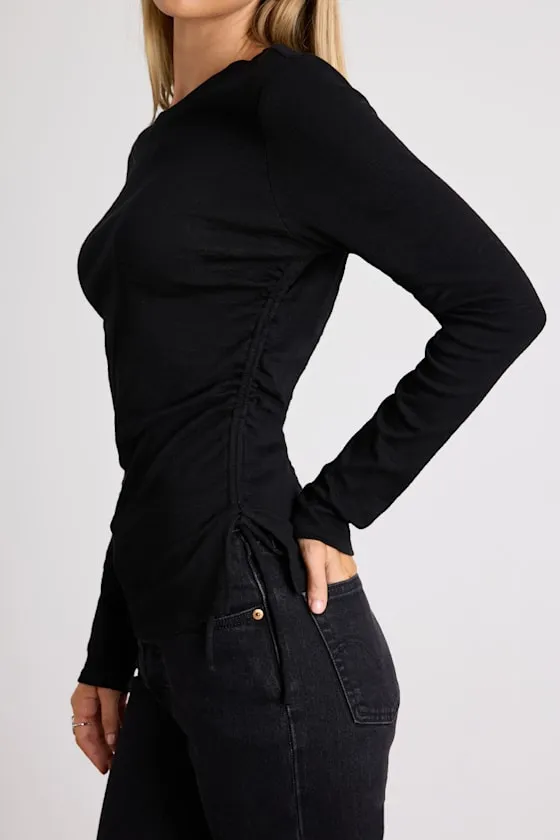 Ambrose Black Burnout Ruched Long Sleeve Top sold by Lulus product image thumbnail 2