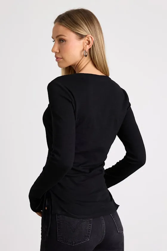 Ambrose Black Burnout Ruched Long Sleeve Top sold by Lulus product image thumbnail 3