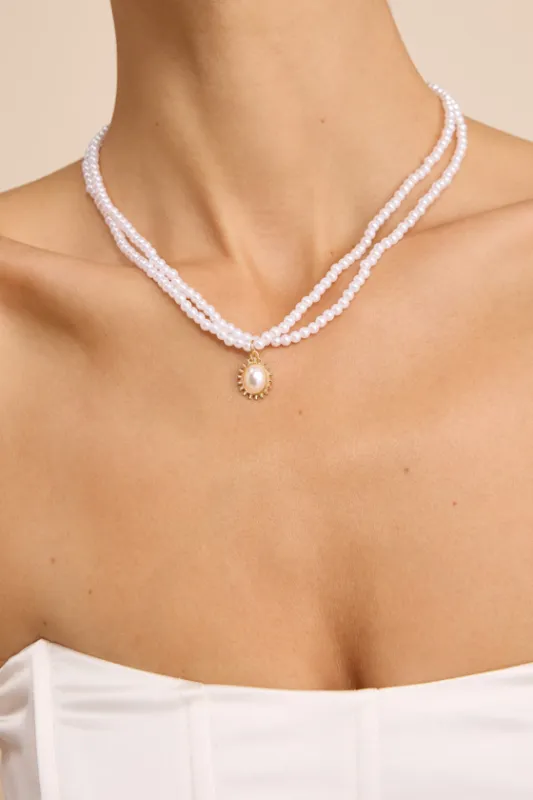 Kasey White Pearl Layered Charm Necklace sold by Lulus
