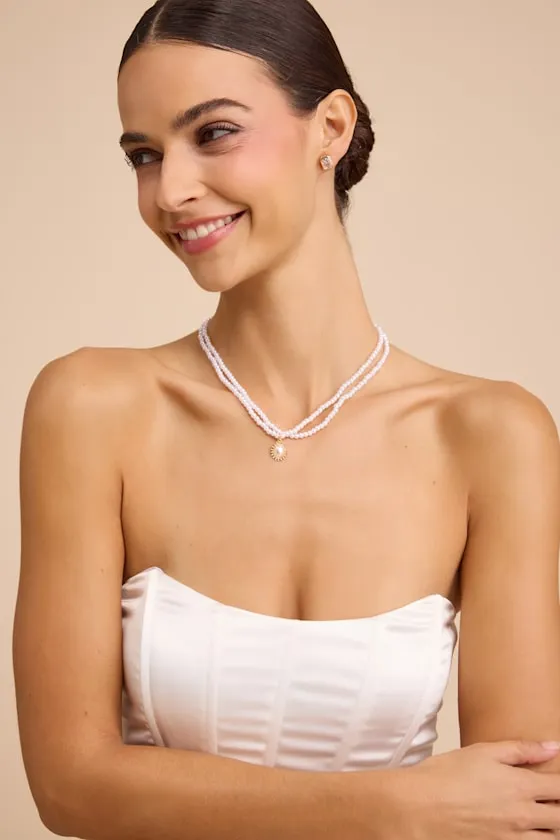 Kasey White Pearl Layered Charm Necklace sold by Lulus product image thumbnail 3