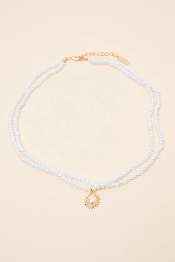 Kasey White Pearl Layered Charm Necklace sold by Lulus product image thumbnail 4