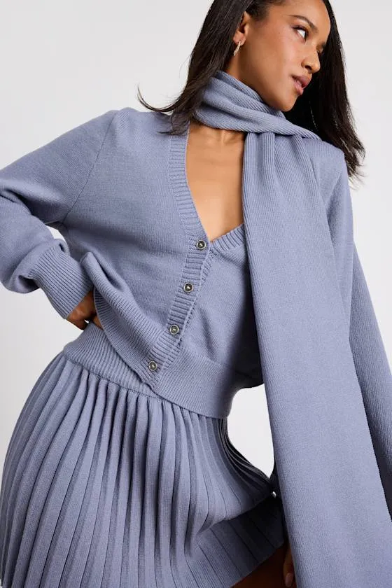 Gianna Periwinkle Two-Piece Scarf Sweater Dress sold by Lulus product image thumbnail 3