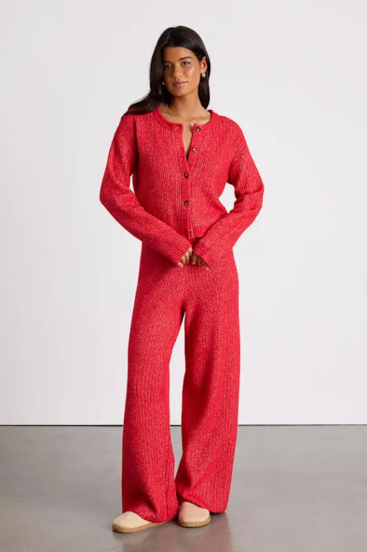 Carvalho Red Ribbed Knit Sweater Pants sold by Lulus