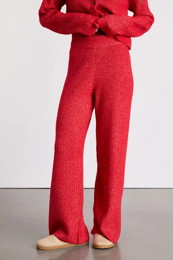 Carvalho Red Ribbed Knit Sweater Pants sold by Lulus product image thumbnail 2