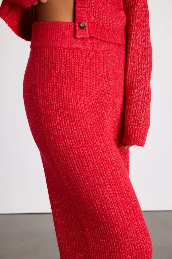 Carvalho Red Ribbed Knit Sweater Pants sold by Lulus product image thumbnail 4