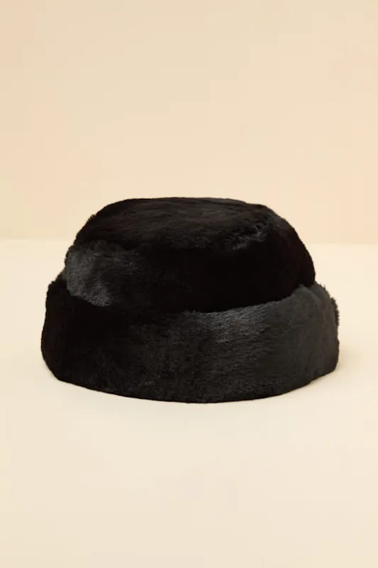 Omoka Black Faux Fur Cloche Hat sold by Lulus