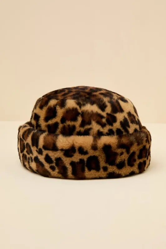 Omoka Brown Leopard Faux Fur Cloche Hat sold by Lulus