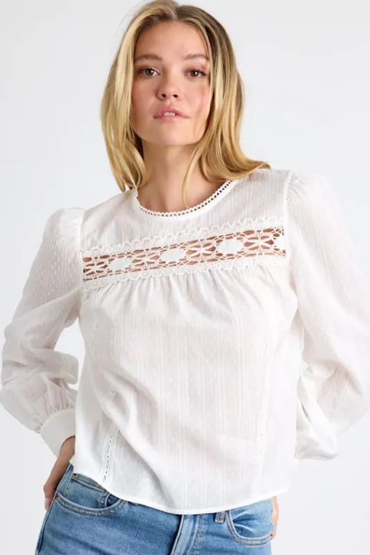 Holbrook Ivory Textured Crochet Lace Long Sleeve Top sold by Lulus