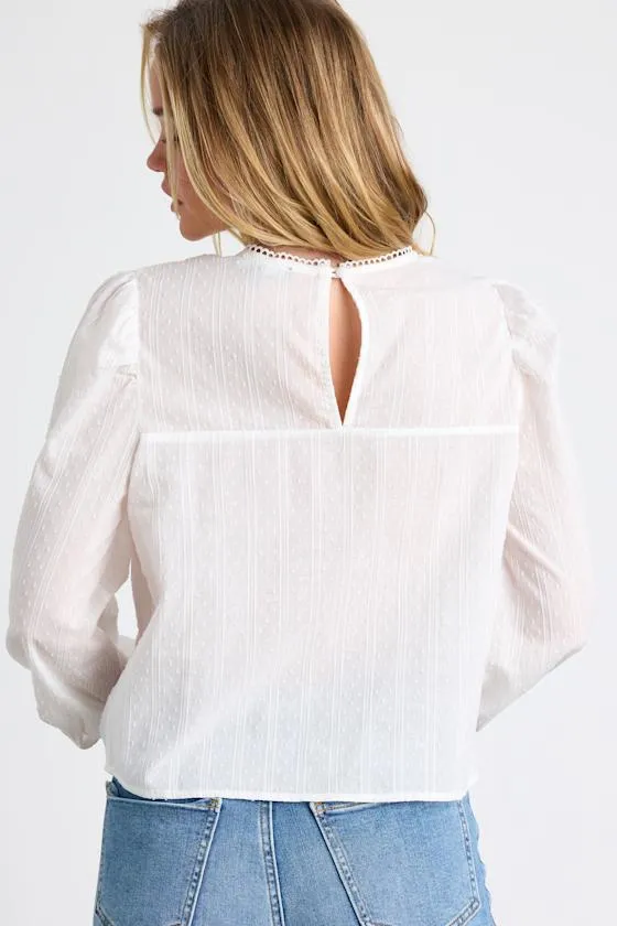 Holbrook Ivory Textured Crochet Lace Long Sleeve Top sold by Lulus product image thumbnail 2