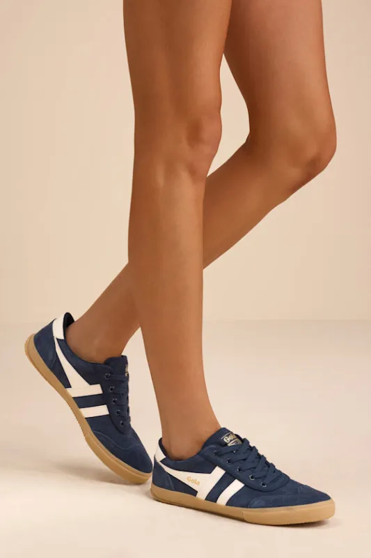 Badminton Navy Suede Lace-Up Sneakers sold by Lulus
