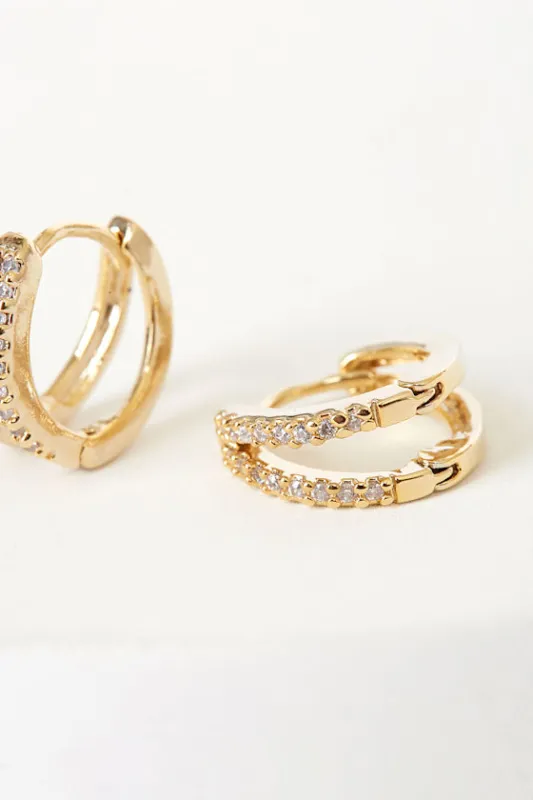 Our Little Secret Gold Rhinestone Mini Hoop Earrings sold by Lulus