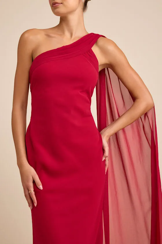 Carmenza Red One-Shoulder Sash Maxi Dress sold by Lulus product image thumbnail 4