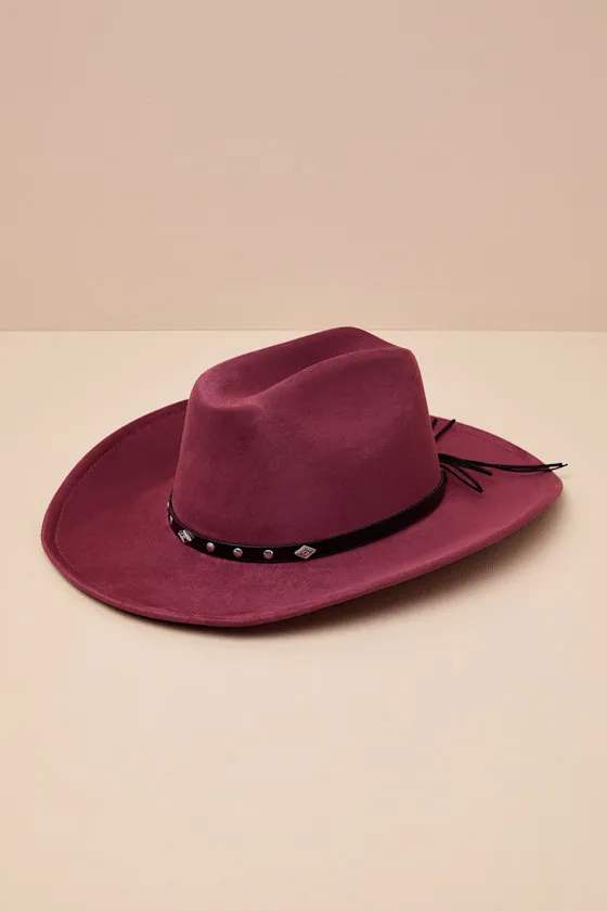 Farva Burgundy Suede Studded Cowboy Hat sold by Lulus product image thumbnail 2