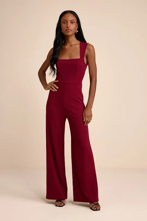 Enticing Endeavors Burgundy Jumpsuit sold by Lulus