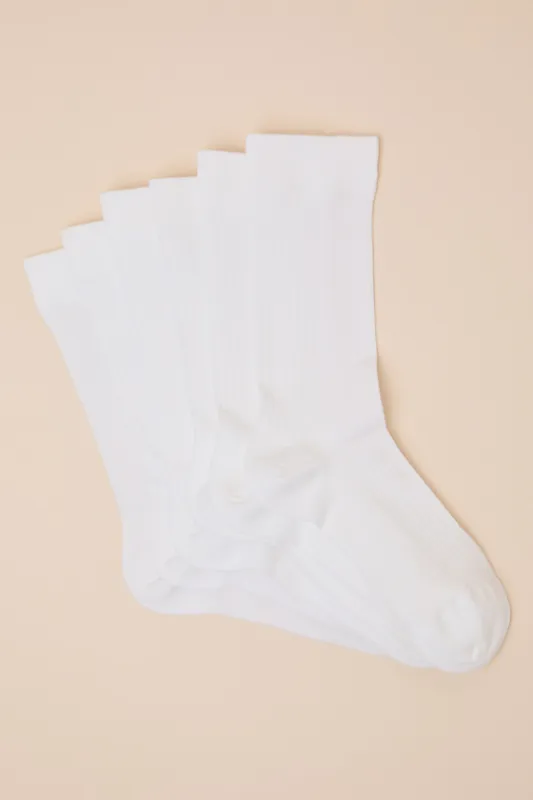 Crew White Ribbed Three-Piece Sock Set sold by Lulus