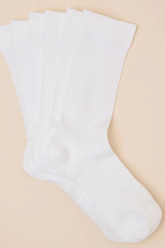 Crew White Ribbed Three-Piece Sock Set sold by Lulus product image thumbnail 2