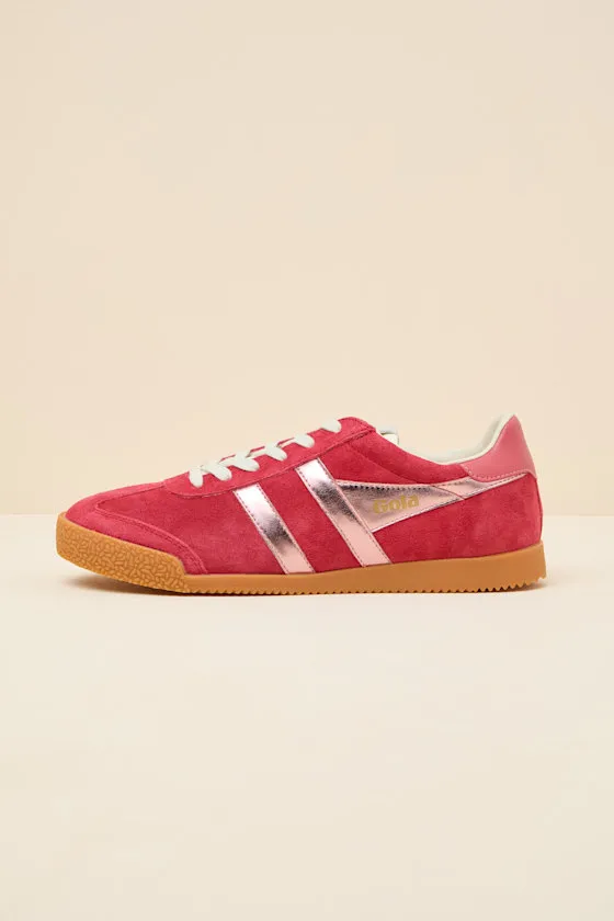 Elan Glitz Red and Pink Suede Lace-Up Sneakers sold by Lulus product image thumbnail 2