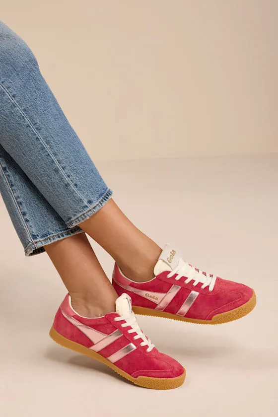 Elan Glitz Red and Pink Suede Lace-Up Sneakers sold by Lulus product image thumbnail 3