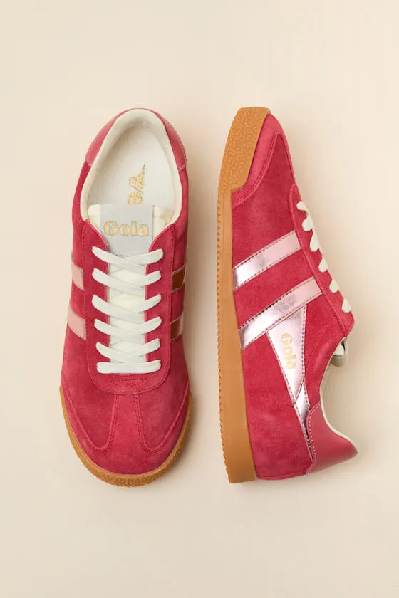 Elan Glitz Red and Pink Suede Lace-Up Sneakers sold by Lulus product image thumbnail 4