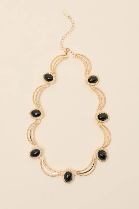 Camileri Gold and Black Scalloped Statement Necklace sold by Lulus