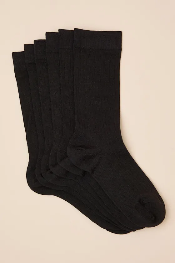 Crew Black Ribbed Three-Piece Sock Set sold by Lulus