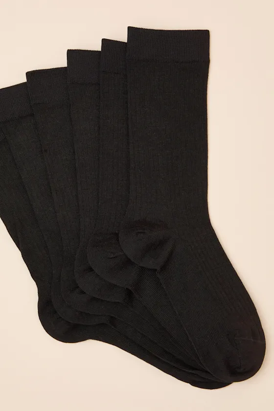 Crew Black Ribbed Three-Piece Sock Set sold by Lulus product image thumbnail 2