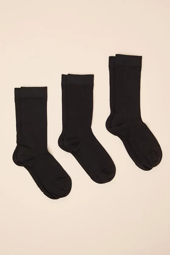 Crew Black Ribbed Three-Piece Sock Set sold by Lulus product image thumbnail 3