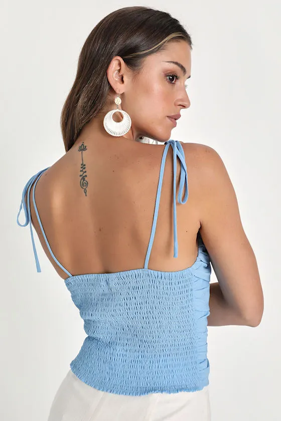 Sweetest Scene Light Blue Chiffon Tie-Strap Cami Top sold by Lulus product image thumbnail 2