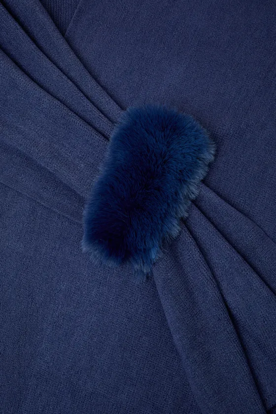 Sandra Navy Knit Draped Wrap Poncho sold by Lulus product image thumbnail 2