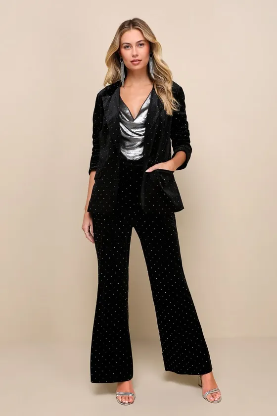 Glamorous Statement Black Velvet Studded Blazer sold by Lulus product image thumbnail 2