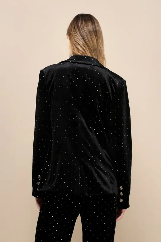 Glamorous Statement Black Velvet Studded Blazer sold by Lulus product image thumbnail 3