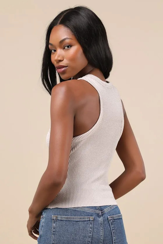 Essential Update Beige Ribbed Tank Top sold by Lulus product image thumbnail 2