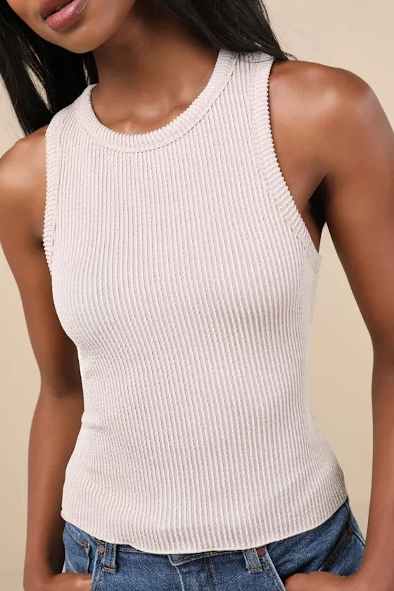 Essential Update Beige Ribbed Tank Top sold by Lulus product image thumbnail 4
