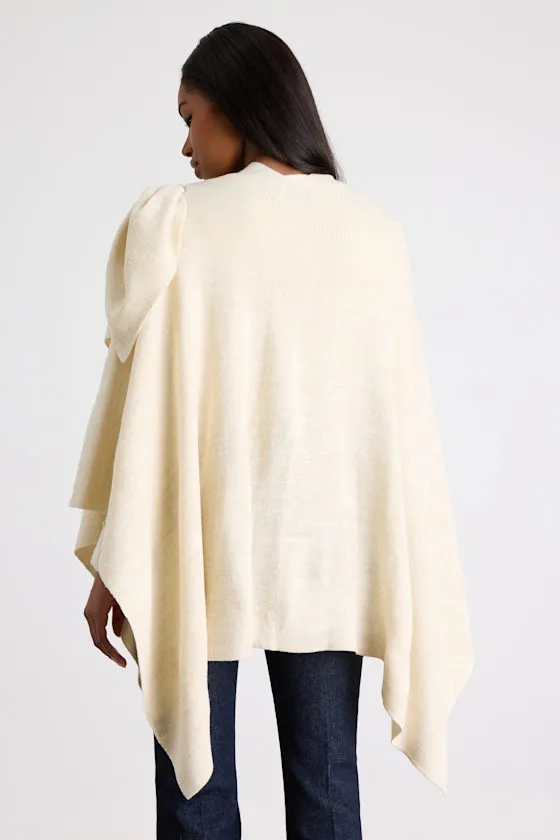 Napiera Heather Cream Knit Wrap Poncho sold by Lulus product image thumbnail 4