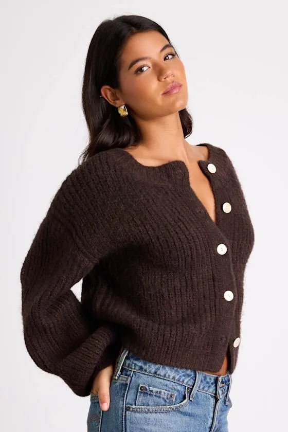 Marsden Heathered Brown Boxy Cardigan Sweater sold by Lulus product image thumbnail 2