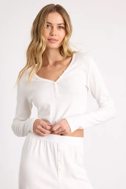 Missy Ivory Ribbed Knit Long Sleeve Two-Piece Pajama Set sold by Lulus