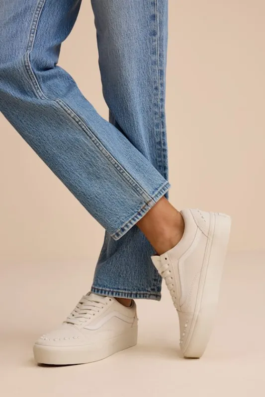 Old Skool Pearls Marshmallow Platform Suede Sneakers sold by Lulus